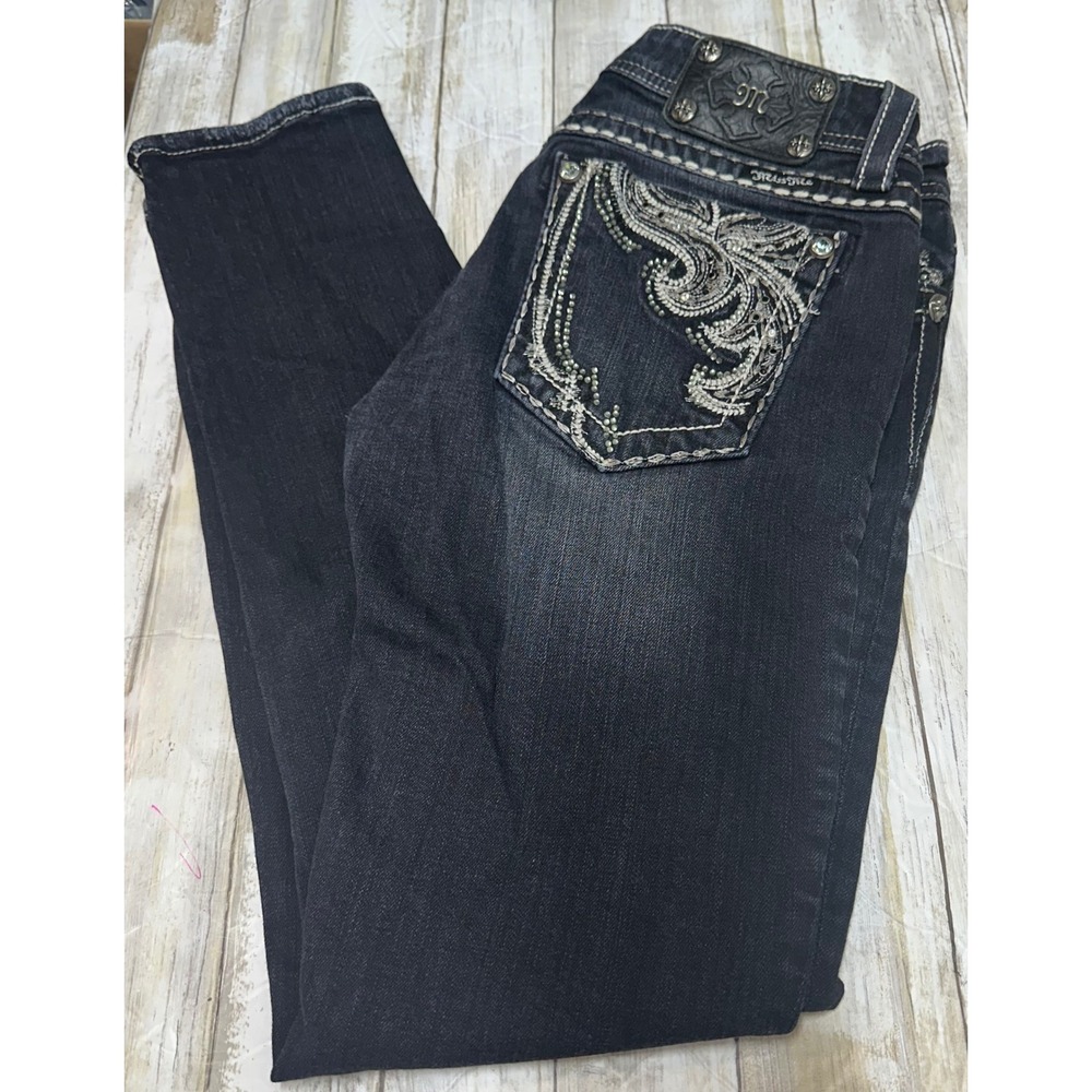 Miss Me Skinny Jeans Womens 29 Dark Wash Embellished thick stitch JE5637S2R